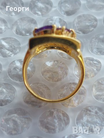 Уникален сребърен пръстен Смарагд,Аметист,Родолит,Турмалин,Гранат, снимка 4 - Пръстени - 37746903