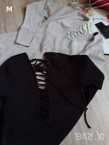 Нова колекция рокля в сив и чер цвят от фино плетиво с връзки на намаление, снимка 8 - Рокли - 27332112
