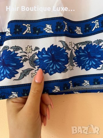 Комплект къси панталонки и тениска в бял цвят със сини цветя 💙, снимка 3 - Комплекти - 44047637