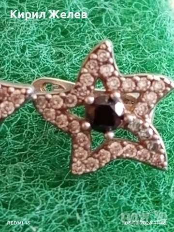 Блестящи сребърни обеци с ювелирно фасетиран Смарагд и кристали ювелирна изработка 25914, снимка 3 - Обеци - 52961873