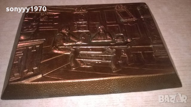 картина-мед/месинг-на масата-внос франция-26х19см, снимка 3 - Колекции - 26944534