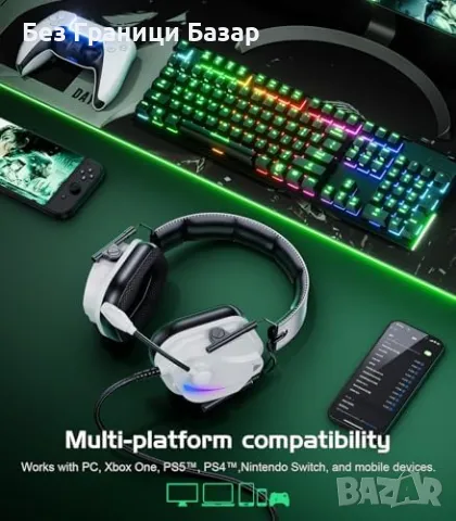 Нови Компютърни слушалки Vakedy Gaming с микрофон и завладяващ звук, снимка 4 - Слушалки и портативни колонки - 48157853