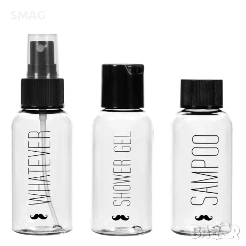 Комплект бутилки за пътуване с щампа 80 мл – 3 броя_1213817