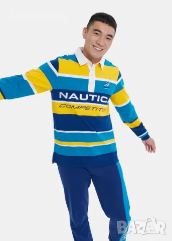 nautica competition striped rugby shirt - страхотна мъжка блуза КАТО НОВА L, снимка 1 - Блузи - 47513817