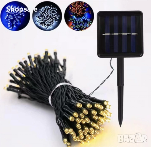 SD 12 - Соларни коледни лампички 12 метра , 100 лампи  5 програми , 4 цвята по избор, снимка 2 - Декорация за дома - 52485714