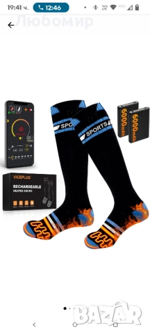 VICEPLUS нагреваеми чорапи, 2x 6000 mAh външна батерияа 41-44