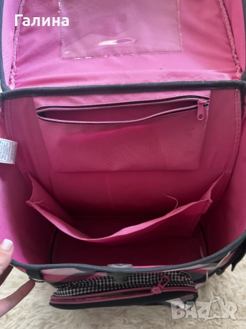 Ars Una ученическа раница – котенца, каре, розово/сиво, снимка 2 - Раници - 52433838