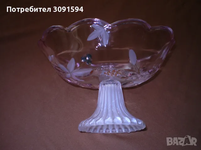  Купа бонбониера овална кристало двуцветно стъкло , снимка 2 - Аксесоари за кухня - 48068986