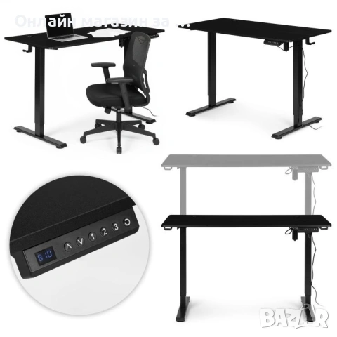 Електрическо бюро, 120x60 см, регулируема височина 72-117 см, черно, ModernHome, снимка 2 - Бюра - 53380297