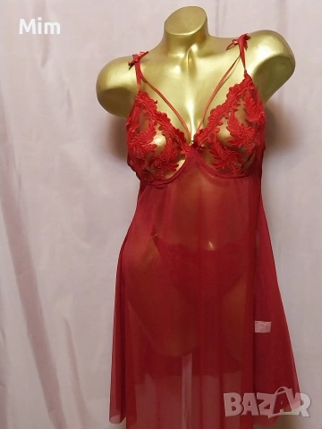 2XL Червена ефирна нощница 