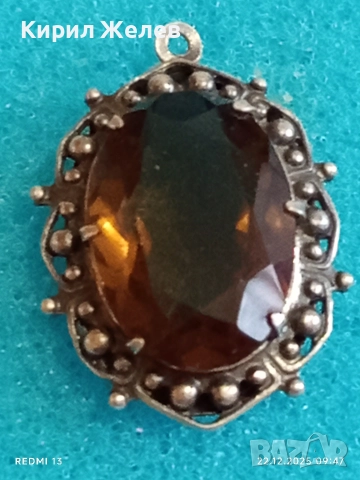 Винтидж сребърен медальон Арт Нуво стил с овален ОПУШЕН КВАРЦ ръчна майсторска изработка 13668, снимка 5 - Колиета, медальони, синджири - 52872007