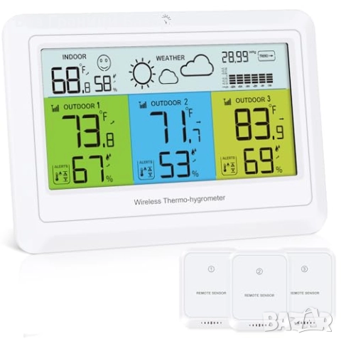 Нова Домашна метеостанция с барометър, вътрешна и външна температура