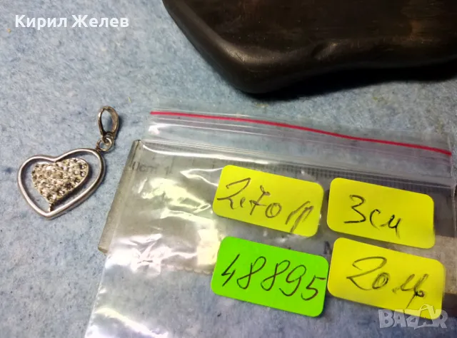 НЕЖЕН АЖУРЕН СРЕБЪРЕН МЕДАЛЬОН СЪРЧИЦЕ РОДИРАНО СРЕБРО 925 ПРОБА с БЛЕСТЯЩИ ЦИРКОНИ 48895, снимка 4 - Колиета, медальони, синджири - 49142226