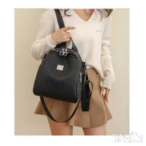 Дамска чанта раница Leonor Black, снимка 3 - Чанти - 47923416