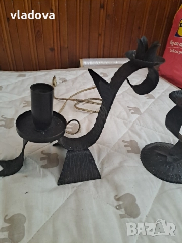 Свещници от ковано желязо , снимка 4 - Антикварни и старинни предмети - 51480606