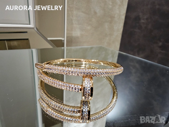 CARTIER Nail Juste un Clou Rose Gold Large Paved Diamonds Гривна Пирон, снимка 4 - Гривни - 53007382