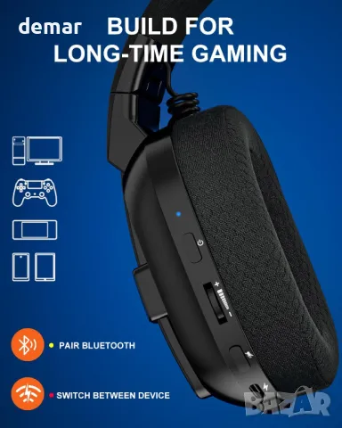 JIMYIU Безжични слушалки за игри с шумопотискащ микрофон, 2,4 GHz и Bluetooth, 50 часа батерия, снимка 5 - Bluetooth слушалки - 49546448