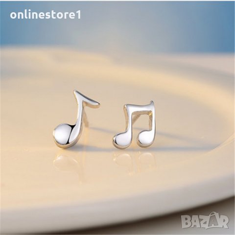 Сребърни Обеци Ноти - 925 печат сребро BT417, снимка 6 - Обеци - 28148608