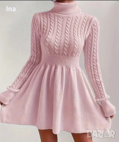 Зимна розова рокля, снимка 3 - Рокли - 51751471