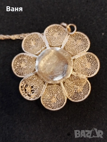 сребърно колие цвете, снимка 2 - Колиета, медальони, синджири - 53212932