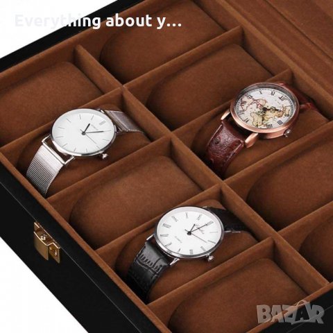 Луксозна черна дървена кутия за часовници, снимка 4 - Други - 32466257
