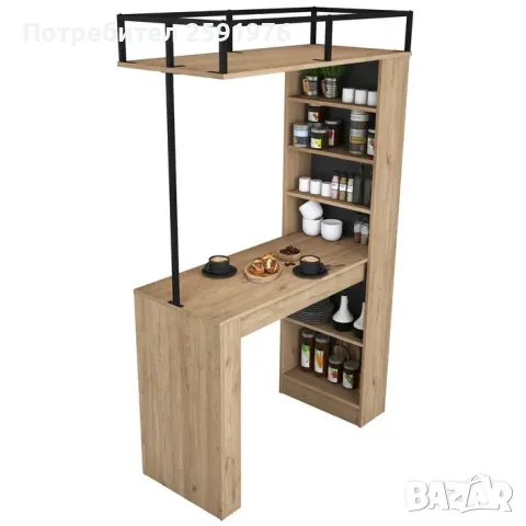 Бар маса Puzzle-home 3173, ПДЧ и метал, Цвят орех, - ПРОМО, снимка 1