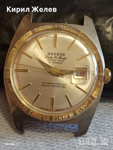 Стар механичен часовник мъжки HUDSON позлатен работи иска почистване 51439, снимка 5 - Антикварни и старинни предмети - 52362494