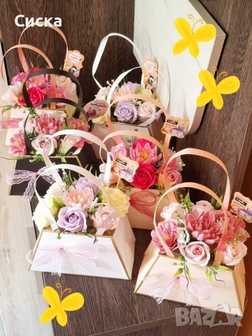 Чанти със сапунени цветя от пластичен сапун , снимка 2 - Подаръци за жени - 50499066