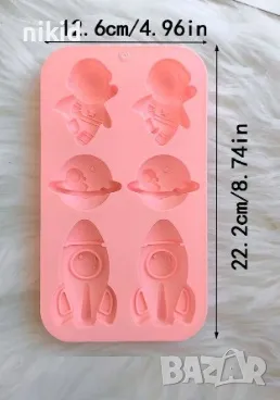 Ракета Космонавт Астронавт Земно кълбо космически силиконов молд форма фондан шоколад гипс декор , снимка 5 - Форми - 47520727