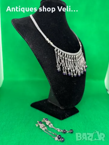 Сребърен комплект с аметист №6062 , снимка 3 - Бижутерийни комплекти - 47859570