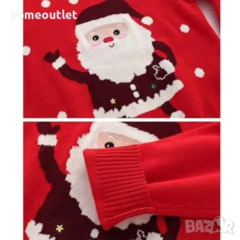 ПРОМОЦИЯ Коледен детски пуловер в три размера, червен с дядо Коледа , снимка 2 - Детски пуловери и жилетки - 48392467