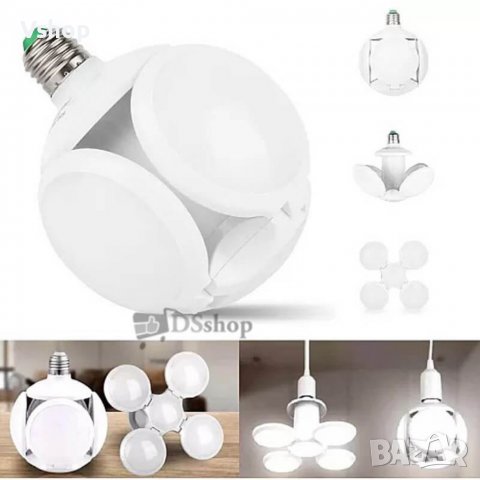 Сгъваема LED лампа Е27 40W с форма на футболна топка, снимка 1 - Лед осветление - 38717558