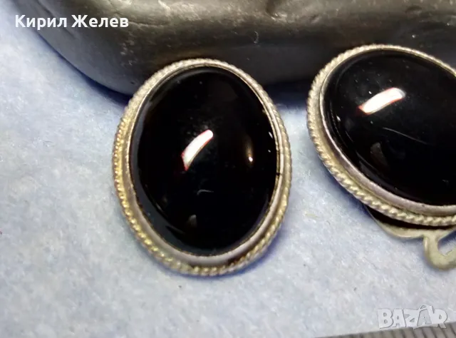 SEZGIN 925 СРЕБЪРНИ КЛИПС ОБЕЦИ СРЕБРО 925 с ШЛИФОВАН ЧЕРЕН ОНИКС Клипсовете са стоманени 49364, снимка 13 - Обеци - 49351411