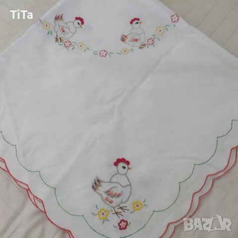 Великденска покривка, бродерия 100% памук, снимка 4 - Покривки за маси - 49510671