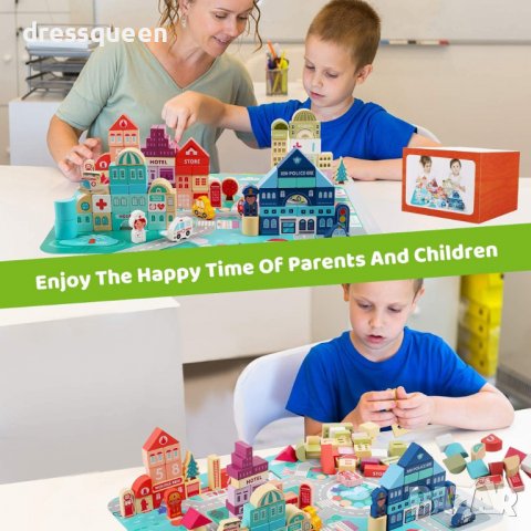 3547 Дървен конструктор с пъзел, снимка 10 - Игри и пъзели - 37835716