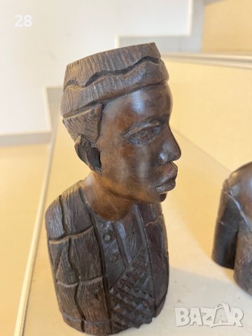 Абаносови глави комплект Африкански стари, снимка 2 - Статуетки - 43239357