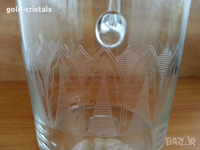 Стъклена кана гравирана, снимка 7 - Антикварни и старинни предмети - 33051418