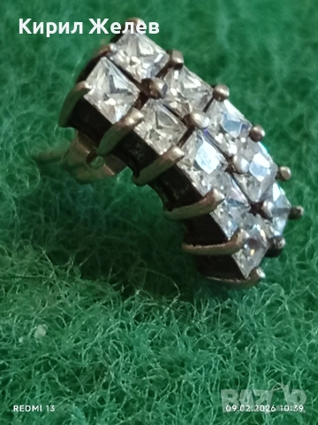 Сребърна обеца с юврлирно фасетирани кристали майстоска изработка 53688, снимка 2 - Обеци - 53410842