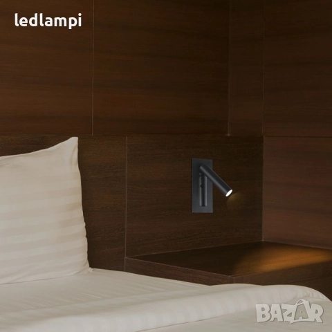 LED Аплик 2W За Вграждане Черен Топло Бяла Светлина, снимка 7 - Лампи за стена - 18952705