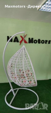 Люлка метална,Ратанова оплетка в бяло. Възглавници на цветя. Тип яйце 150 лв, снимка 3 - Други - 35407180