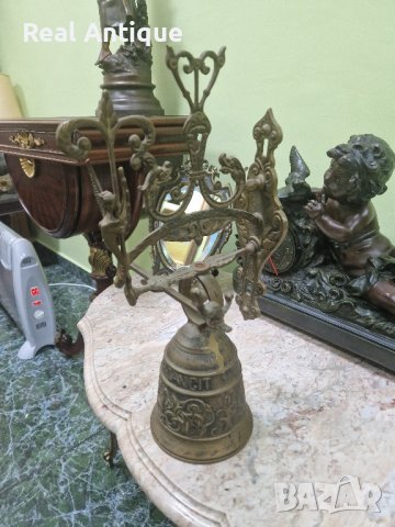 Прекрасна голяма антикварна белгийска бронзова камбана , снимка 4 - Антикварни и старинни предмети - 44126274
