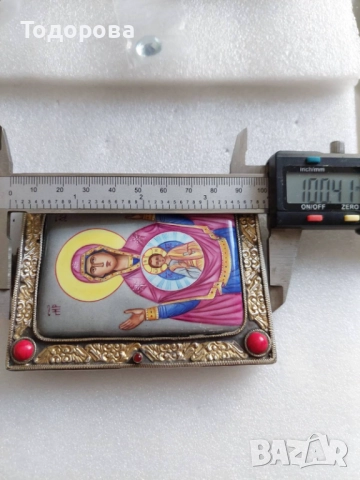 Руска сребърна емайлова икона(панагия) сребро 84, снимка 8 - Икони - 52943329