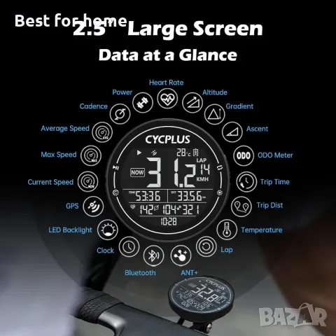CYCPLUS GPS велосипеден компютър ANT+ Bluetooth, снимка 4 - Части за велосипеди - 49340826