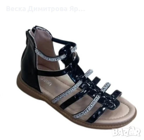 Детски сандали за момичета с лъскави каишки и бляскави елементи 8957, снимка 2 - Детски сандали и чехли - 51193805