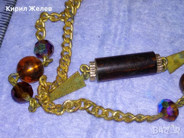 СТАРА РЕТРО АР НУВО СТИЛ ОГЪРЛИЦА БРОНЗ и КАТАЛИН с ПОЗЛАТА и ФИЛИГРАННА ЗАКОПЧАЛКА 36907, снимка 11 - Антикварни и старинни предмети - 40684793