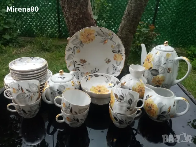 ЛФЗ Жълто цвете - винтидж сервиз за кафе !, снимка 1