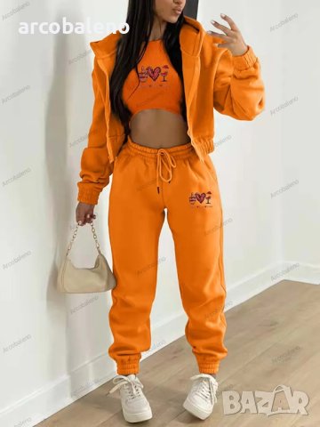 Дамски ежедневен комплект с качулка и щампа от три части, 10цвята , снимка 9 - Комплекти - 42995467