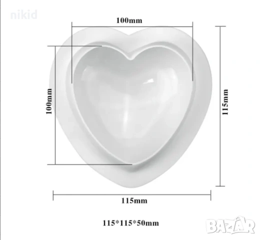 3D Средно заоблено сърце дълбок силиконов молд форма за кекс Свети Валентин юбилей торта, снимка 7 - Форми - 33380851