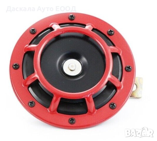 Червен клаксон тромба сирена Hella - 12 волта 400 HZ кръгъл, снимка 2 - Аксесоари и консумативи - 43951969