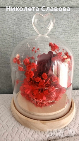 🌹 Вечна роза в стъкленица – перфектният подарък за всяка дама, снимка 4 - Други - 51559519